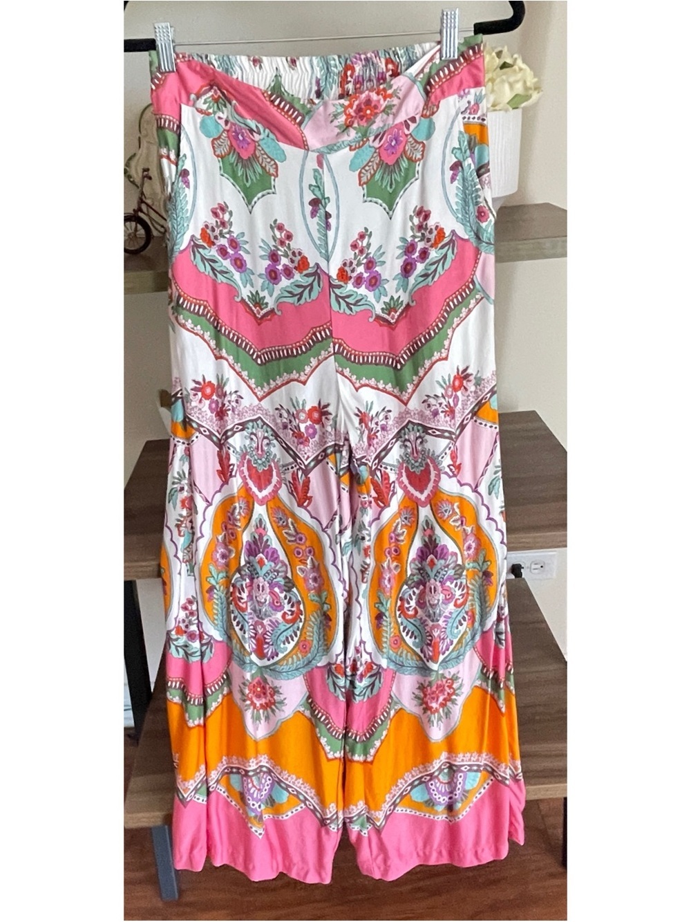 Rachel Zoe Floral Wide Leg Boho Palazzo Pants, Medium